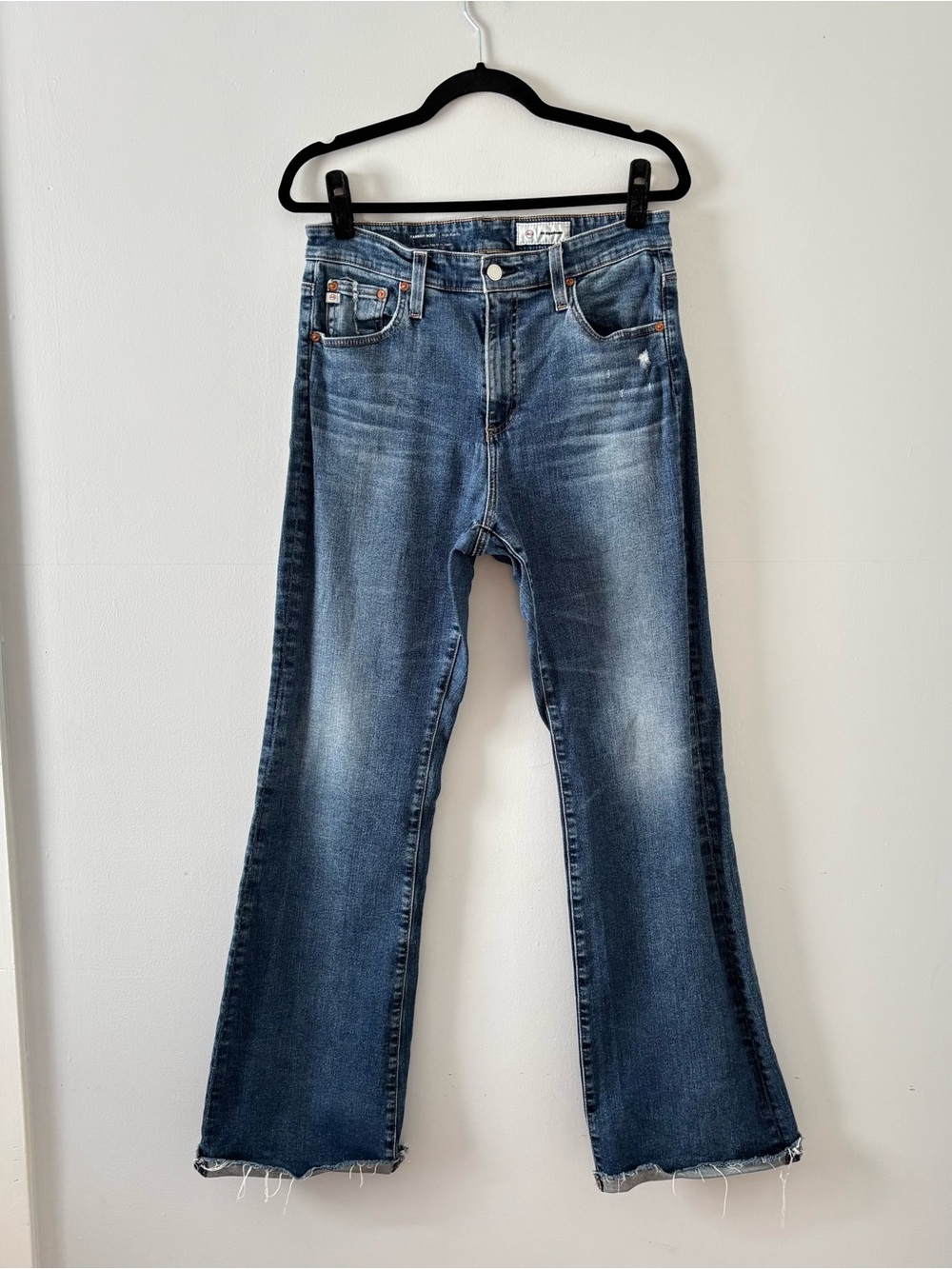 AG Adriano Goldschmied Farrah Boot High-Rise Bootcut Denim Jeans Raw Hem